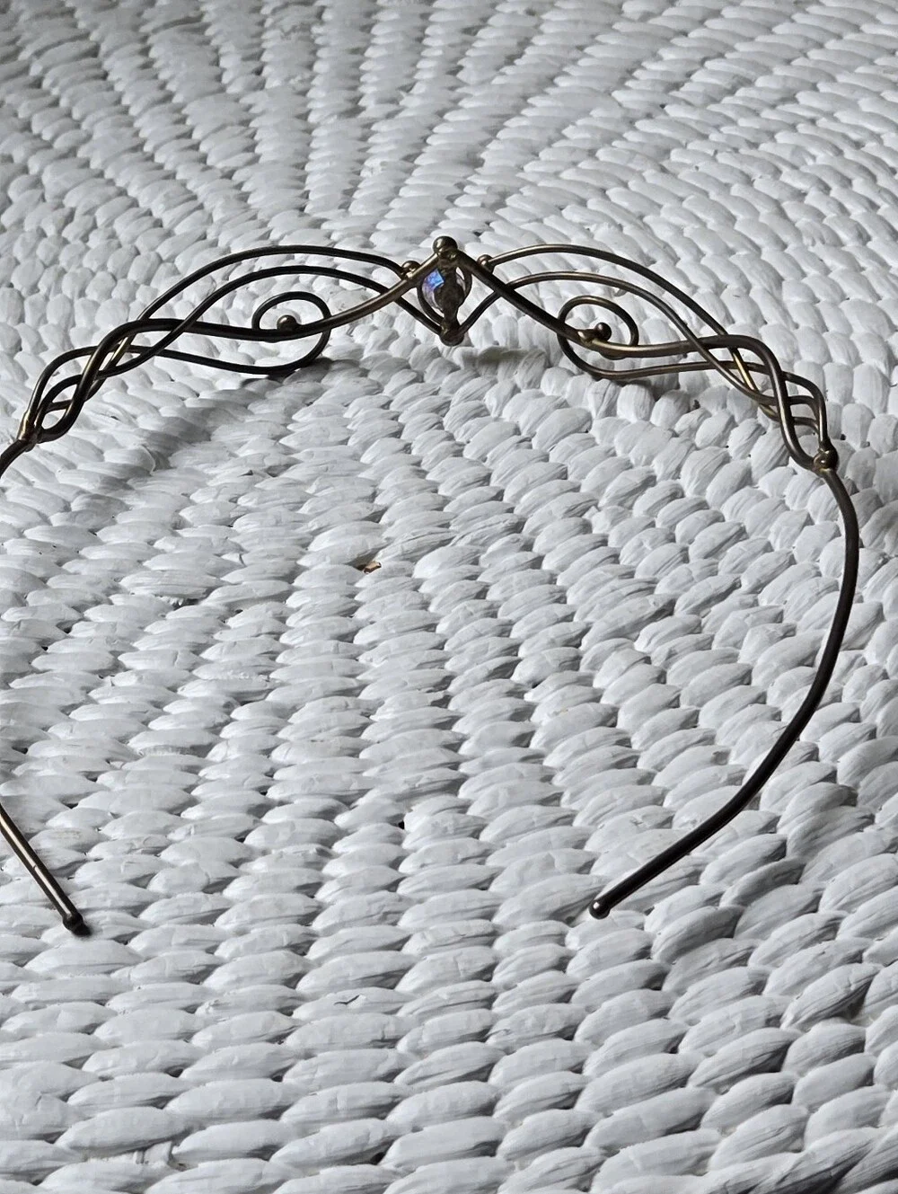 Handmade Headband Iridescent Crystal Brass Bronze Metal Hair Accessory